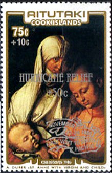 Colnect-3441-482-St-Anne-with-Virgin-and-Child-1519-by-D%C3%BCrer-surcharged.jpg