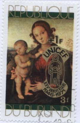 Colnect-1323-983-Madonna-and-child-Il-Perugino-surcharged.jpg