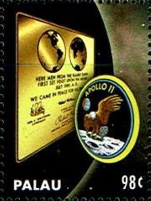 Colnect-5920-305-Mission-patch-and-plaque-left-on-Moon.jpg