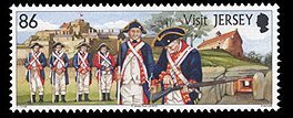 Colnect-1064-560-Re-enactment-of-1781-Jersey-Militia--Elizabeth-Castle---La-.jpg