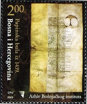 Colnect-1173-463-History-of-B--amp--H---Papal-Bull-issued-by-Eugene-IV.jpg