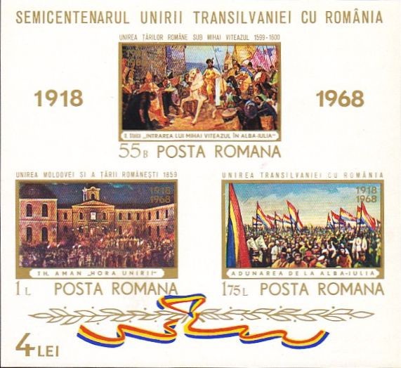 Colnect-471-690-50-years-from-the-union-of-Transilvania-with-Romania.jpg
