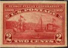 Colnect-202-039-Henry-Hudson--s--quot-Half-Moon-quot--and-Fulton--s-Steamship--quot-Clermont-quot-.jpg