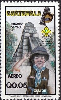 Colnect-3498-844-Beaver-scout-and-Pyramid-of-Tikal.jpg