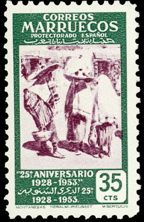 Colnect-1635-900-25Th-anniversary-of-the-first-Moroccan-stampHighlanders.jpg
