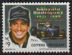 Colnect-1762-938-Gonzalo-Rodriguez-and-blue-car.jpg