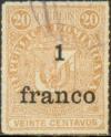 Colnect-3030-389-Coat-of-arms-from-1881-surcharged-1Fr-on-20c--franco-.jpg
