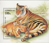 Colnect-3386-989-Caspian-Tiger-Panthera-tigris-virgata-with-Cub.jpg