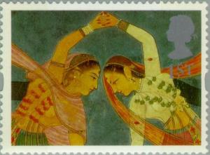 Colnect-123-017--Girls-performing-a-Kathak-Dance--Aurangzeb-period.jpg