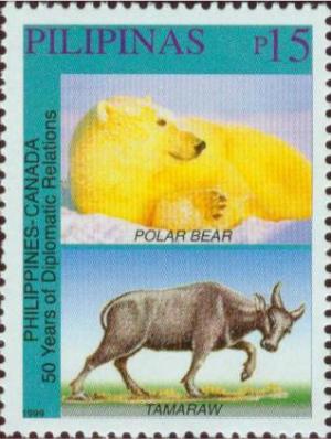 Colnect-2905-411-Tamaraw-Bubalus-mindorensis-Polar-Bear-Ursus-maritimus.jpg