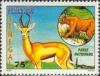 Colnect-2569-137-Dama-Gazelle-Gazella-dama-and-Lion-Panthera-Leo.jpg