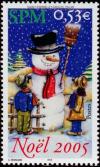 Colnect-878-817-Children-watching-a-snowman.jpg