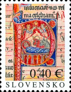 Colnect-5168-833-Initial-with-the-Birth-of-Christ-from-Bratislava-Mass-book.jpg