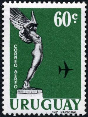Colnect-3007-527-Monument--Winged-Goddess--and-airplane.jpg
