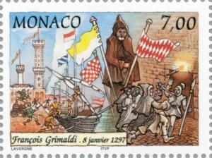 Colnect-149-893-Fran%C3%A7ois-Grimaldi-conquest-of-Monaco-1297-01-08.jpg