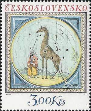 Colnect-414-873-Turk-and-giraffe-1831.jpg