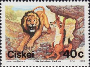 Colnect-3565-076-Folklore-Legend-of-Little-Jackal-and-Lion-Lion-roaring.jpg