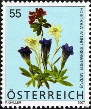 Colnect-711-375-Alpine-Flowers-Gentiana-Leontopodium-alpinum-Rhododendron.jpg