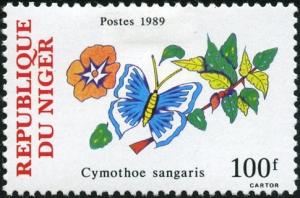 Colnect-1011-122-Flowering-plants-and-butterflies---Cymothoe-sangaris.jpg