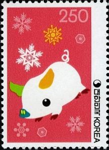 Colnect-1604-961-Pig-running-through-the-snow.jpg