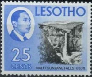 Colnect-3453-418-King-Moshoeshoe-II-and-Maletsunyane-Falls.jpg