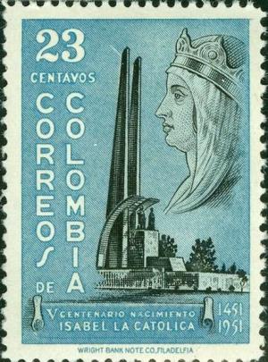 Colnect-1580-571-Queen-Isabella-I-of-Castile-1451-1504-and-monument.jpg