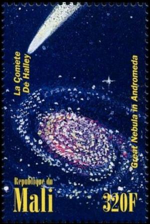 Colnect-2694-689-Halleys-Comet-and-Andromeda-Galaxy.jpg