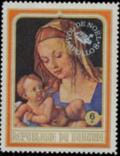 Colnect-2175-574--quot-Virgin-and-Child-quot--by-Albrecht-D-uuml-rer-with-overprint.jpg