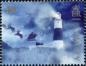 Colnect-4428-068-Mannez-Lighthouse-and-Santa-rsquo-s-Sleigh.jpg