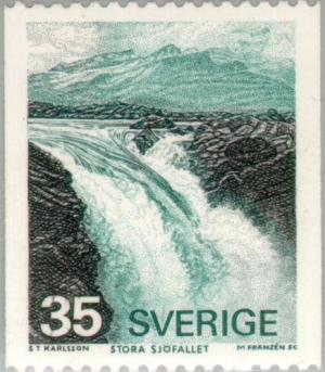 Colnect-164-184-Waterfall-in-Stora-Sj-ouml-fallet-National-Park.jpg