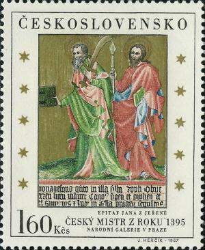 Colnect-438-986-Saints-from-Jan-of-Jeren-Epitaph-by-Czech-Master-of-1395.jpg