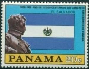 Colnect-2599-079-Bolivar-and-El-Salvador-Flag.jpg