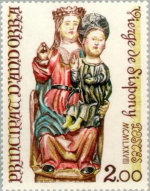 Colnect-141-952-Holy-Mary-with-child--Sculpture-from-the-Church-of-St-Joan.jpg