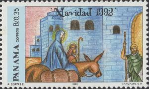 Colnect-3181-097-Mary-and-Joseph-approaching-city-gate.jpg