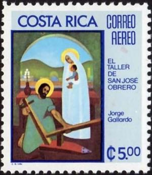 Colnect-4225-252-St-Joseph-in-his-Workshop-Virgin-and-Child-by-Jorge-Galla.jpg