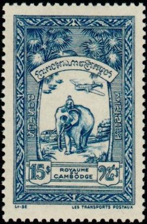 Colnect-2053-255-Mail-Transport-with-Asian-Elephant-Elephas-maximus-and-Pla.jpg
