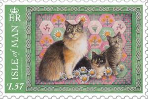 Colnect-4605-747-Manx-cat-with-kittens-on-Ragwort-and-Daisy-Quilt.jpg