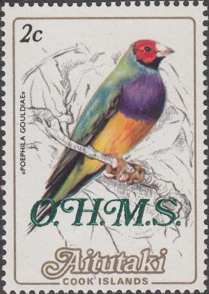 Colnect-3873-077-Gouldian-Finch-Erythrura-gouldiae-overprinted-OHMS.jpg
