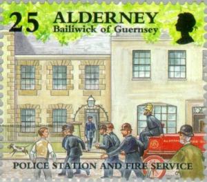 Colnect-124-148-Historical-events---Police-Station--amp--Fire-Engine.jpg