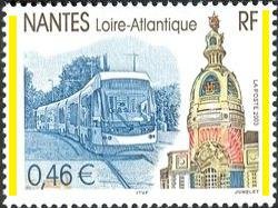 Colnect-5424-804-Nantes-Loire-Atlantique--The-tram-and-tower-LU.jpg