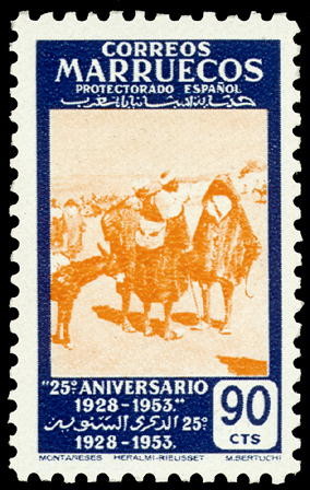 Colnect-1635-901-25Th-anniversary-of-the-first-Moroccan-stampHighlanders.jpg