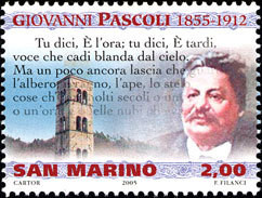 Colnect-1007-827-Bell-tower-and-portrait-of-Giovanni-Pascoli.jpg