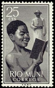 Colnect-303-771-Boy-reading-and-missionary.jpg