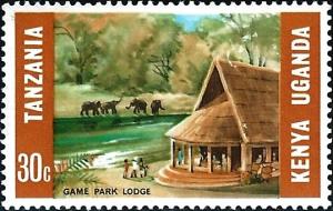 Colnect-2563-633-Game-Park-Lodge-and-African-Elephant-Loxodonta-africana.jpg