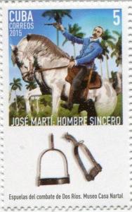 Colnect-4405-385-Mart%C3%AD-on-horseback-spurs-from-Battle-of-Dos-R%C3%ADos.jpg