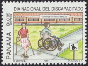 Colnect-3188-426-Woman-with-crutches-Man-in-wheelchair.jpg