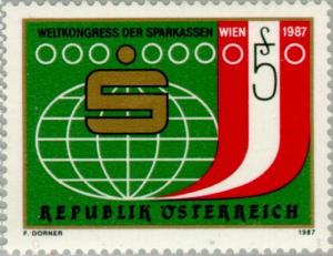 Colnect-137-344-Savings-bank-badge-globe--amp--Austrian-flag.jpg