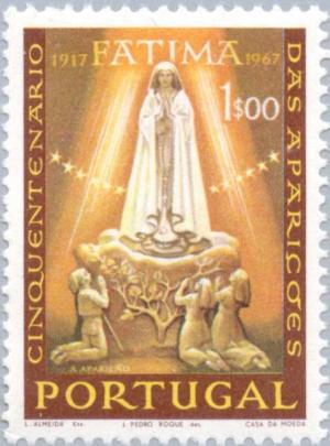 Colnect-171-514-Apparition-of-Fatima-with-Children-Praying.jpg