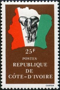 Colnect-3704-177-Elephant-in-front-of-map-of-Ivory-Coast.jpg