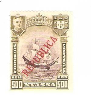 Colnect-1404-326-D-Carlos-I--Flagship-Sao-Gabriel---overprint--quot-REPUBLICA-quot-.jpg